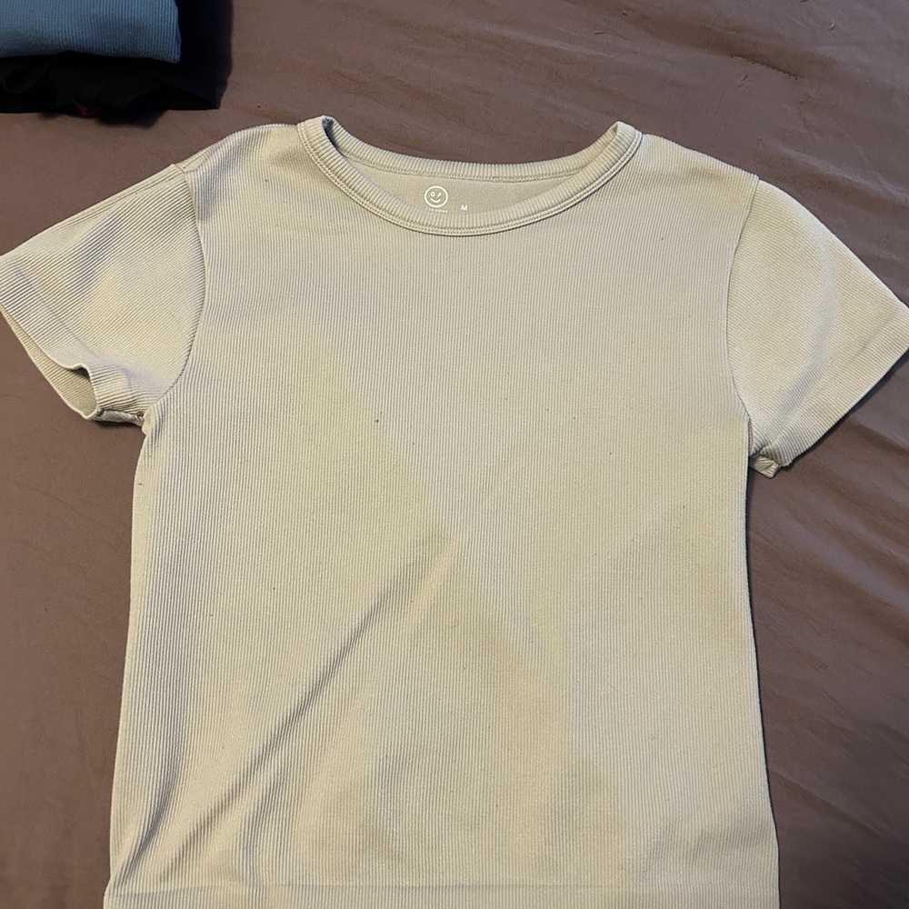 Light Gray Ribbed T-Shirt